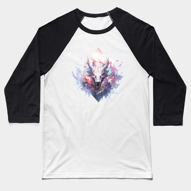 Colorful Dragon Head Baseball T-Shirt by Pink Syrup Workshop